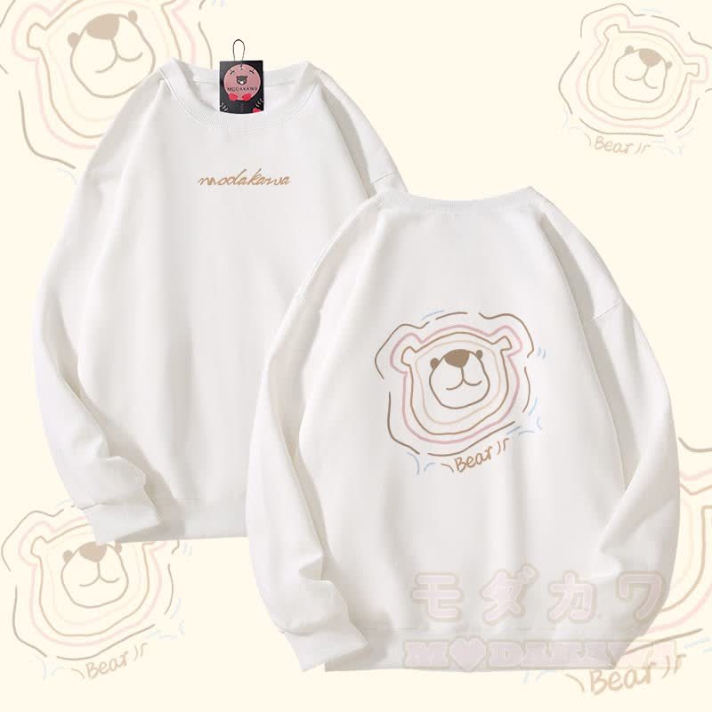 ベアラインアートグラフィックModakawaユニセックススウェットシャツ - 白 - 5XL - image 3