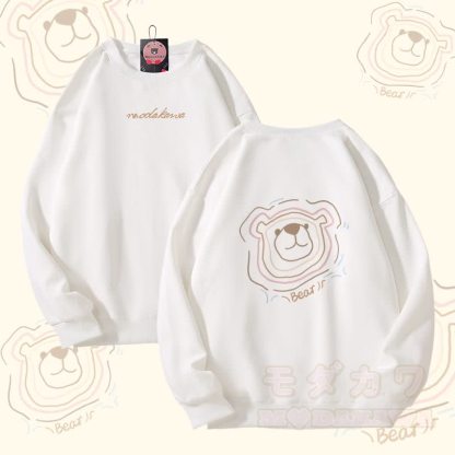 ベアラインアートグラフィックModakawaユニセックススウェットシャツ - 白 - 5XL - image 3