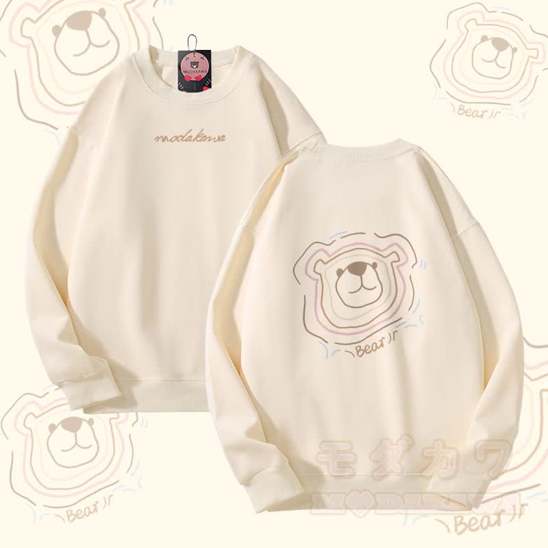 ベアラインアートグラフィックModakawaユニセックススウェットシャツ - ベージュ - 5XL - image 1