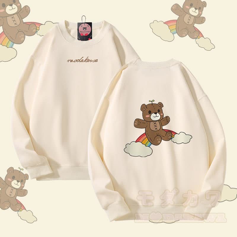 レインボーベアグラフィックModakawaユニセックススウェットシャツ - ベージュ - 5XL - image 1
