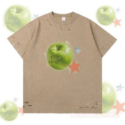 グリーンアップル スターグラフィックModakawaリップドTシャツ - 茶色 - 2XL - image 2
