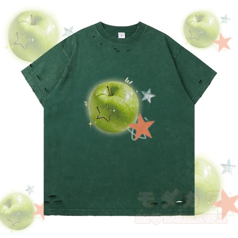 グリーンアップル スターグラフィックModakawaリップドTシャツ - 緑 - 2XL - image 1