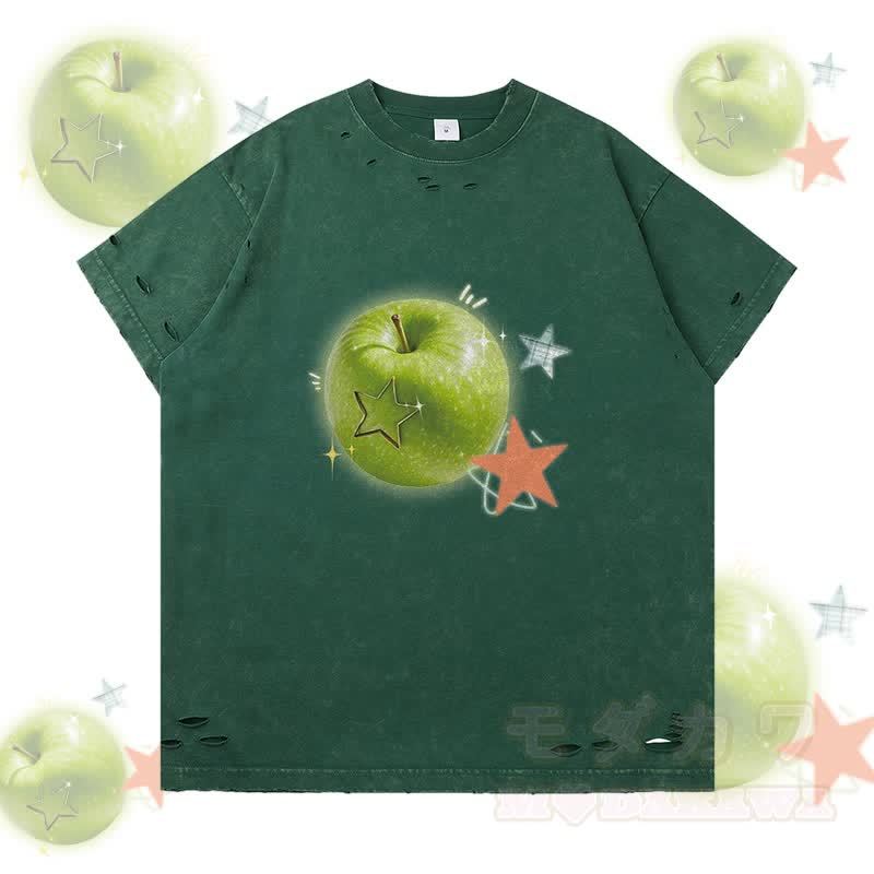 グリーンアップル スターグラフィックModakawaリップドTシャツ - 緑 - 2XL - image 1
