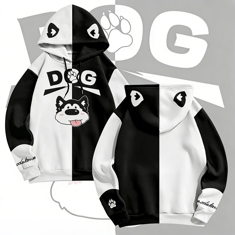 MODAKAWA 舌出し犬グラフィック オールオーバープリント プルオーバーパーカー - Black - 6XL - image 2