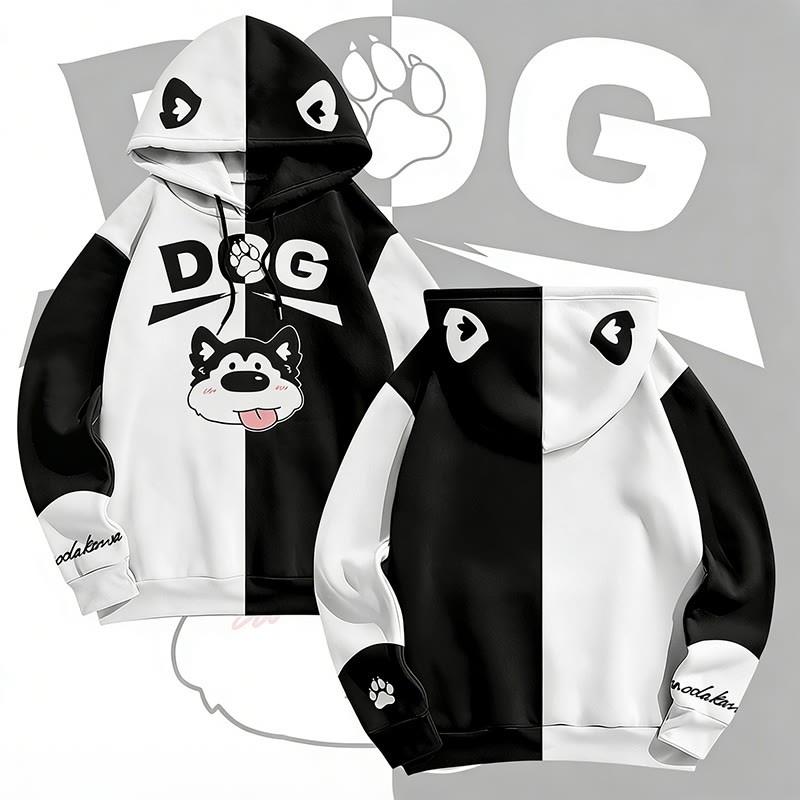 MODAKAWA 舌出し犬グラフィック オールオーバープリント プルオーバーパーカー - Black - 6XL - image 2