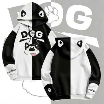 MODAKAWA 舌出し犬グラフィック オールオーバープリント プルオーバーパーカー - Black - 6XL - image 2