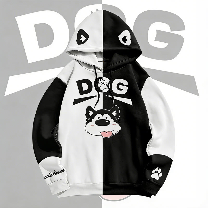 MODAKAWA 舌出し犬グラフィック オールオーバープリント プルオーバーパーカー - image 1