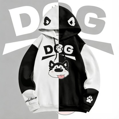 MODAKAWA 舌出し犬グラフィック オールオーバープリント プルオーバーパーカー - image 1