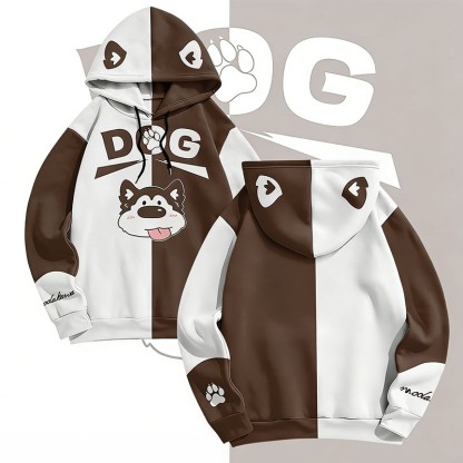 MODAKAWA 舌出し犬グラフィック オールオーバープリント プルオーバーパーカー - Brown - 6XL - image 4