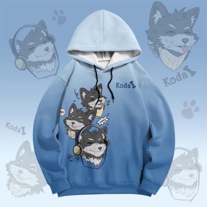 MODAKAWA チアフル・コダ・パピー グラフィック プルオーバーパーカー - Blue - 6XL - image 1