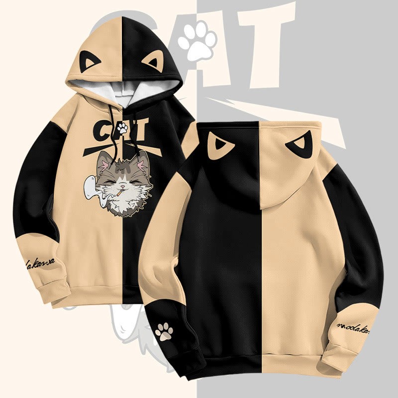 MODAKAWA スモーキングキャットグラフィック オールオーバープリント プルオーバーパーカー - Apricot - 6XL - image 1