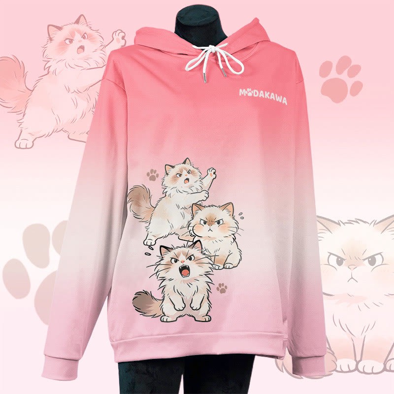 MODAKAWA アングリーキャットグラフィック オールオーバープリント プルオーバーパーカー - Pink - 6XL - image 2