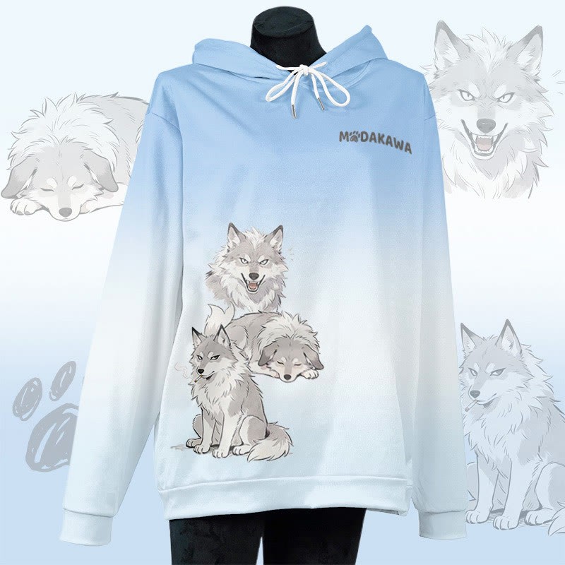 MODAKAWA スモーキングドッググラフィック オールオーバープリント プルオーバーパーカー - Blue - 6XL - image 2