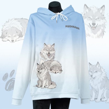 MODAKAWA スモーキングドッググラフィック オールオーバープリント プルオーバーパーカー - Blue - 6XL - image 2