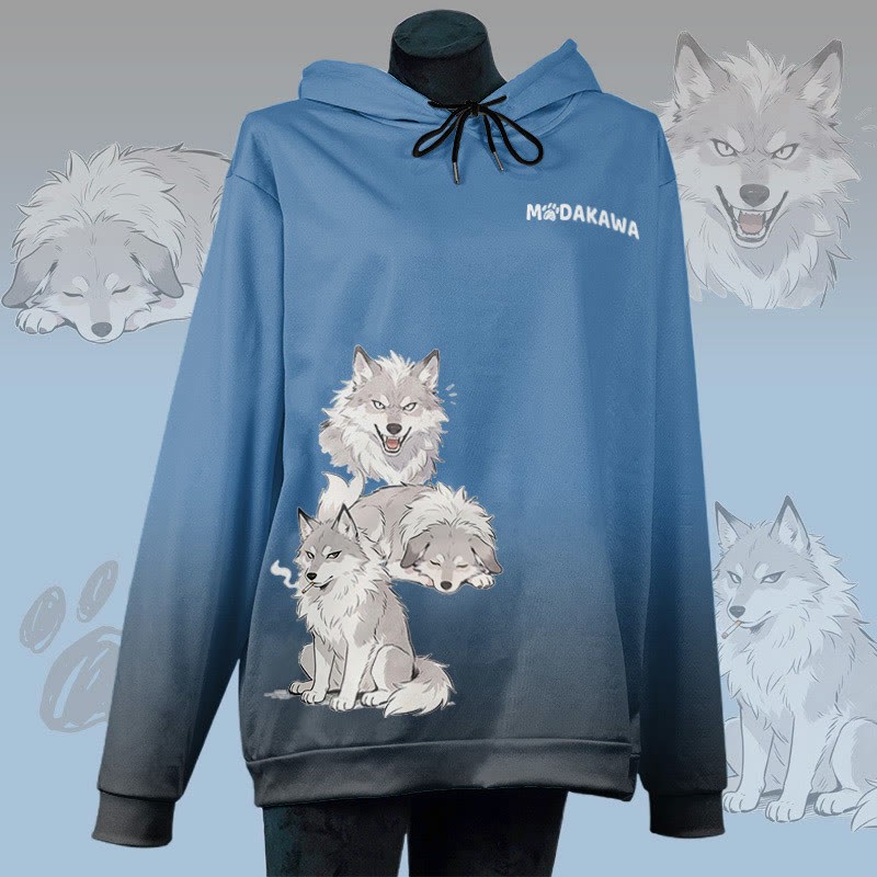 MODAKAWA スモーキングドッググラフィック オールオーバープリント プルオーバーパーカー - Dark Blue - 6XL - image 1