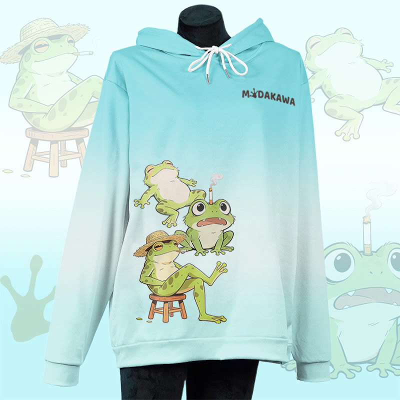 MODAKAWA スモーキングフロッグ グラフィック オールオーバープリント プルオーバーパーカー - Lake Blue - 6XL - image 1