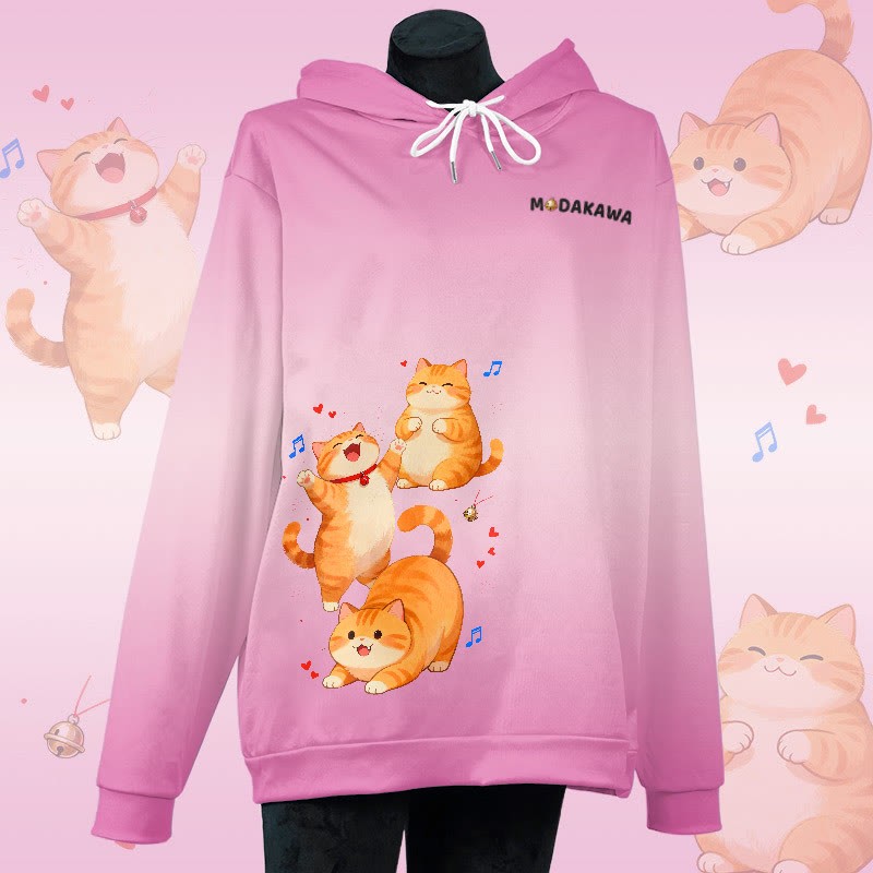 MODAKAWA グラデーション チャビーキャット グラフィック オールオーバープリント プルオーバーパーカー - Purple - 6XL - image 2