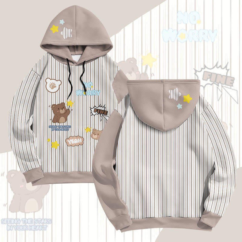 MODAKAWA ストライプベアグラフィック オールオーバープリント プルオーバーパーカー - image 1