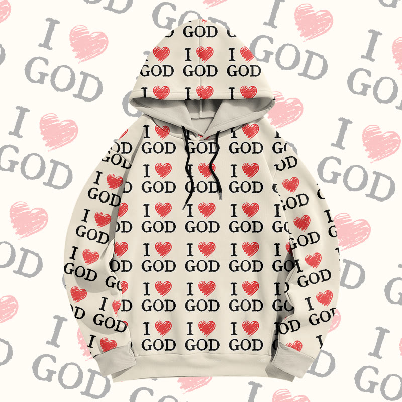 MODAKAWA I Love GOD グラフィック オールオーバープリント プルオーバーパーカー - Apricot - 6XL - image 2