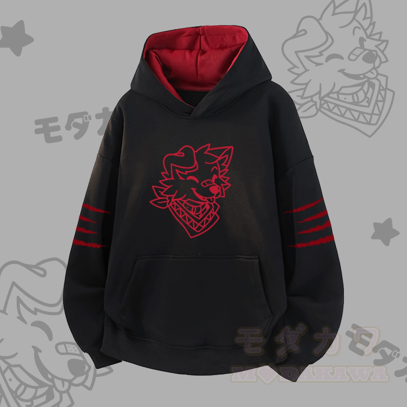 MODAKAWA X popipeko スマイリングパピーグラフィックコントラストライニングプルオーバー - 黒 - 3XL - image 4