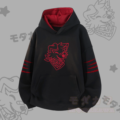 MODAKAWA X popipeko スマイリングパピーグラフィックコントラストライニングプルオーバー - 黒 - 3XL - image 4