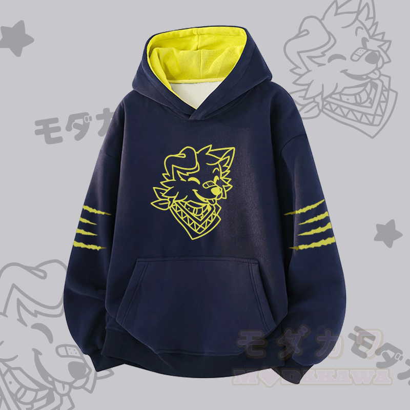 MODAKAWA X popipeko スマイリングパピーグラフィックコントラストライニングプルオーバー - 紫がかった青 - 3XL - image 2