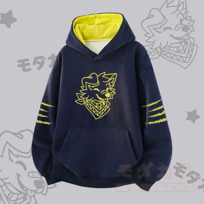 MODAKAWA X popipeko スマイリングパピーグラフィックコントラストライニングプルオーバー - 紫がかった青 - 3XL - image 2