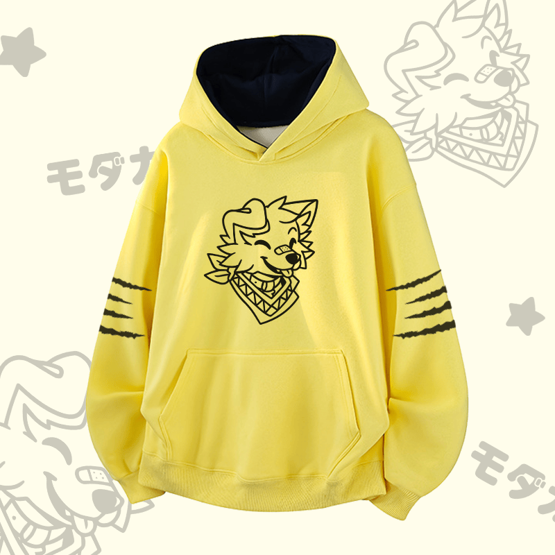MODAKAWA × popipeko スマイリングパピー グラフィック コントラストライニング プルオーバー - Yellow - 3XL - image 1