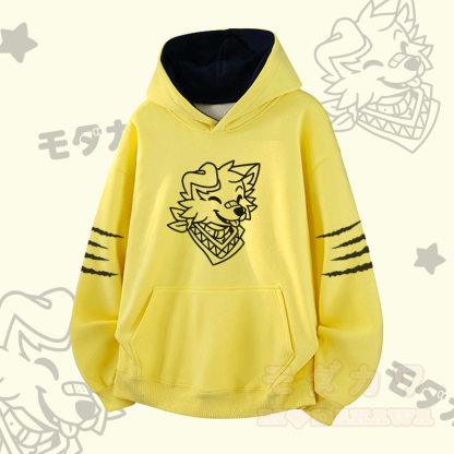 MODAKAWA X popipeko スマイリングパピーグラフィックコントラストライニングプルオーバー - 黄色 - 3XL - image 1