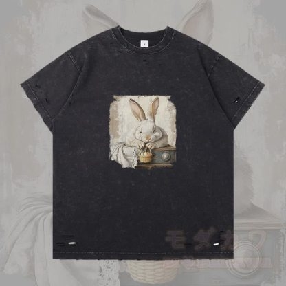 ヴィンテージ イースターバニー グラフィックModakawaリップド Tシャツ - グレー - 2XL - image 1