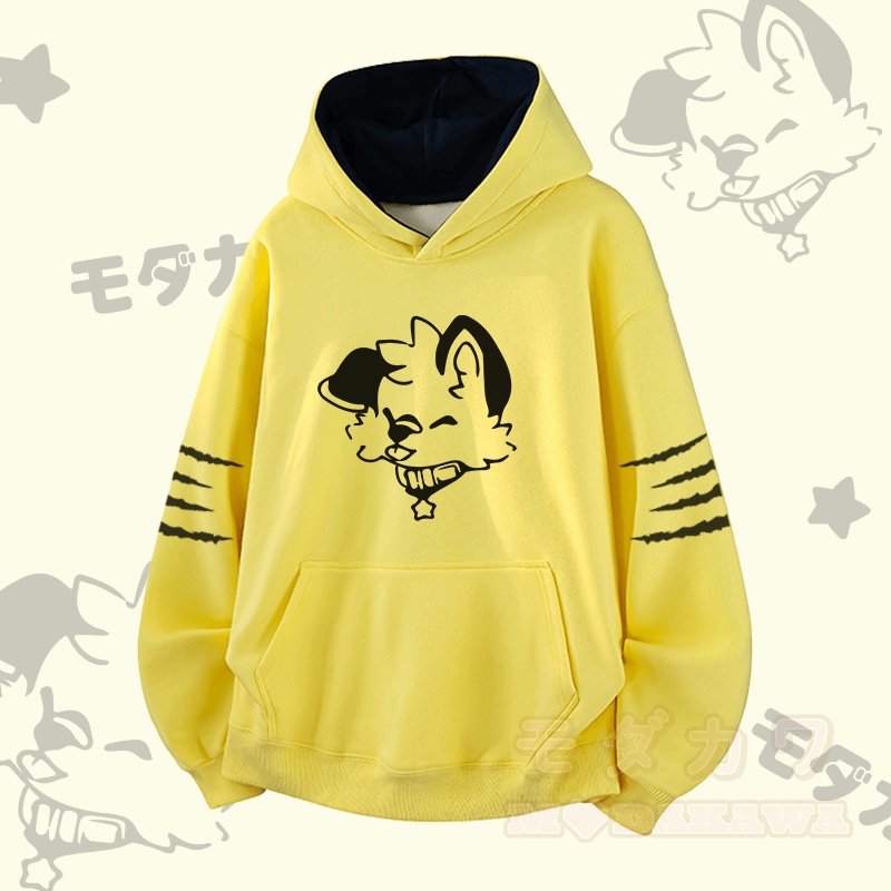 MODAKAWA X popipeko ジョイフルパピーグラフィックコントラストライニングプルオーバー - 黄色 - 3XL - image 3
