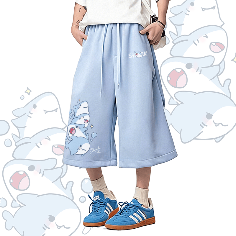 シャークス柄Modakawaワイドレッグ クロップドパンツ - image 1