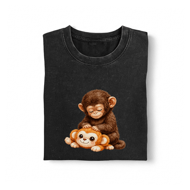 PUNCH モンキーグラフィックModakawaヴィンテージウォッシュ加工100%綿Tシャツ - image 1