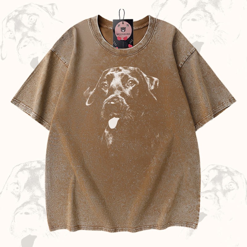 パピータングラフィックModakawaヴィンテージウォッシュ加工 綿100% T綿 - Brown - 5XL - image 1