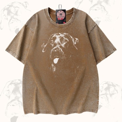 パピータングラフィックModakawaヴィンテージウォッシュ加工 綿100% T綿 - Brown - 5XL - image 1