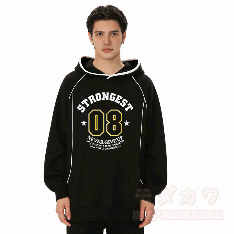 STRONGEST ナンバーグラフィック ラグランスリーブ オーバーサイズ プルオーバーパーカー - image 1