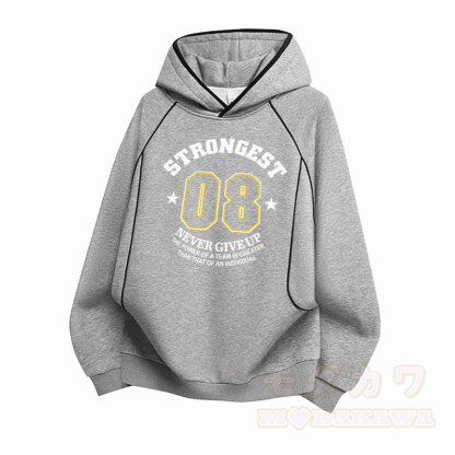 STRONGEST ナンバーグラフィック ラグランスリーブ オーバーサイズ プルオーバーパーカー - グレー - 3XL - image 3