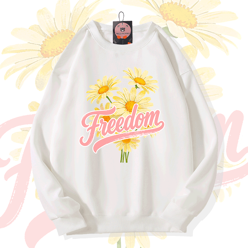 FREEDOM フラワー グラフィックModakawaスウェットシャツ - White - 5XL - image 1