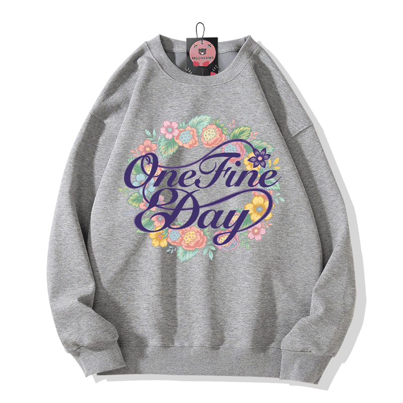 ONE FINE DAY 花柄グラフィックModakawaスウェットシャツ - Grey - 5XL - image 4