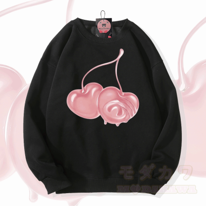 チェリーグラフィックModakawaスウェットシャツ - 黒 - 5XL - image 2