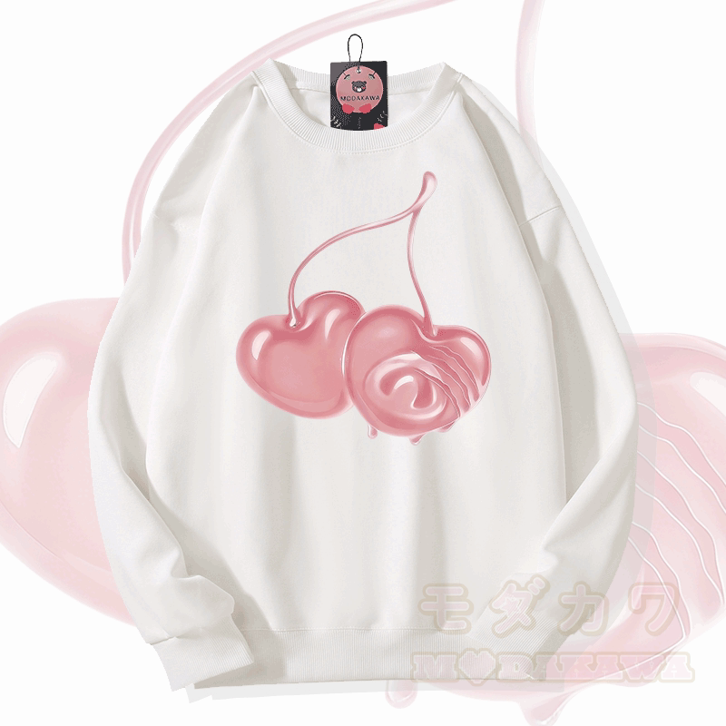 チェリーグラフィックModakawaスウェットシャツ - 白 - 5XL - image 1