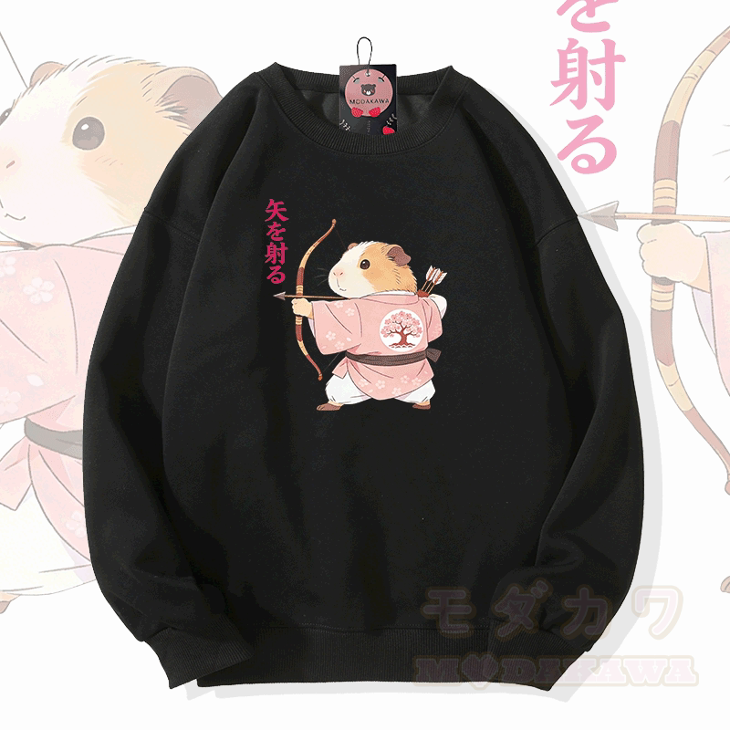 フグのグラフィック入りModakawaスウェットシャツ - 黒 - 5XL - image 2