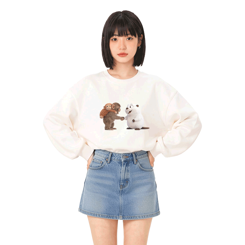 PUNCH 握手猿フググラフィックModakawaスウェットシャツ - image 2