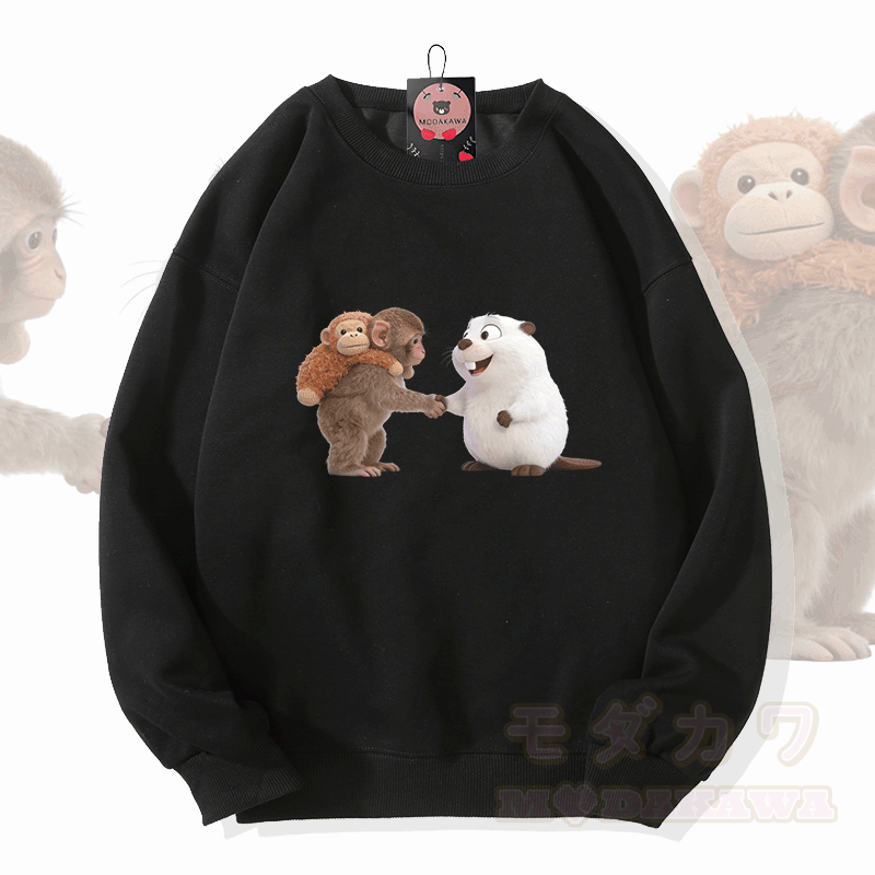 PUNCH 握手猿フググラフィックModakawaスウェットシャツ - 黒 - 5XL - image 3