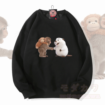 PUNCH 握手猿フググラフィックModakawaスウェットシャツ - 黒 - 5XL - image 3