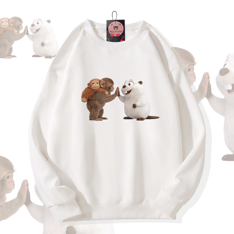 PUNCH ハイファイブモンキー フグ グラフィックModakawaスウェットシャツ - White - 5XL - image 1