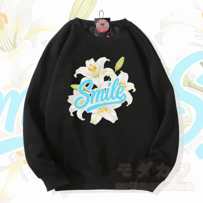 SMILE リリー グラフィックModakawaシャツ - 黒 - 5XL - image 3