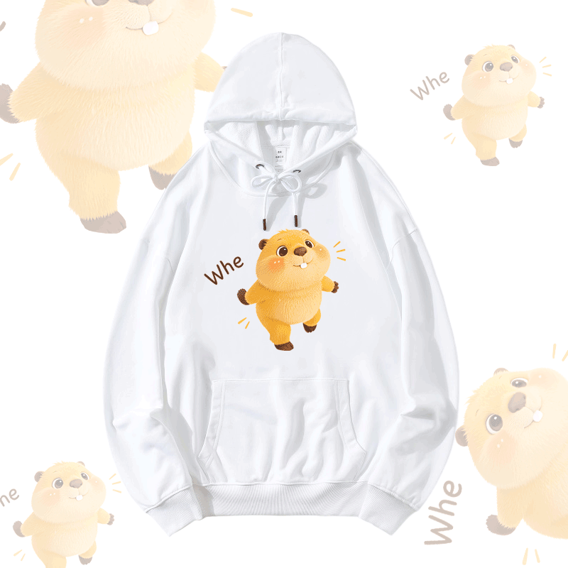 WHE カピバラ グラフィックModakawaルーズ コットンブレンド フーディー - White - 5XL - image 1