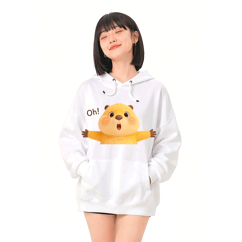 OH カピバラ グラフィックModakawaルーズ コットンブレンド フーディー - image 2