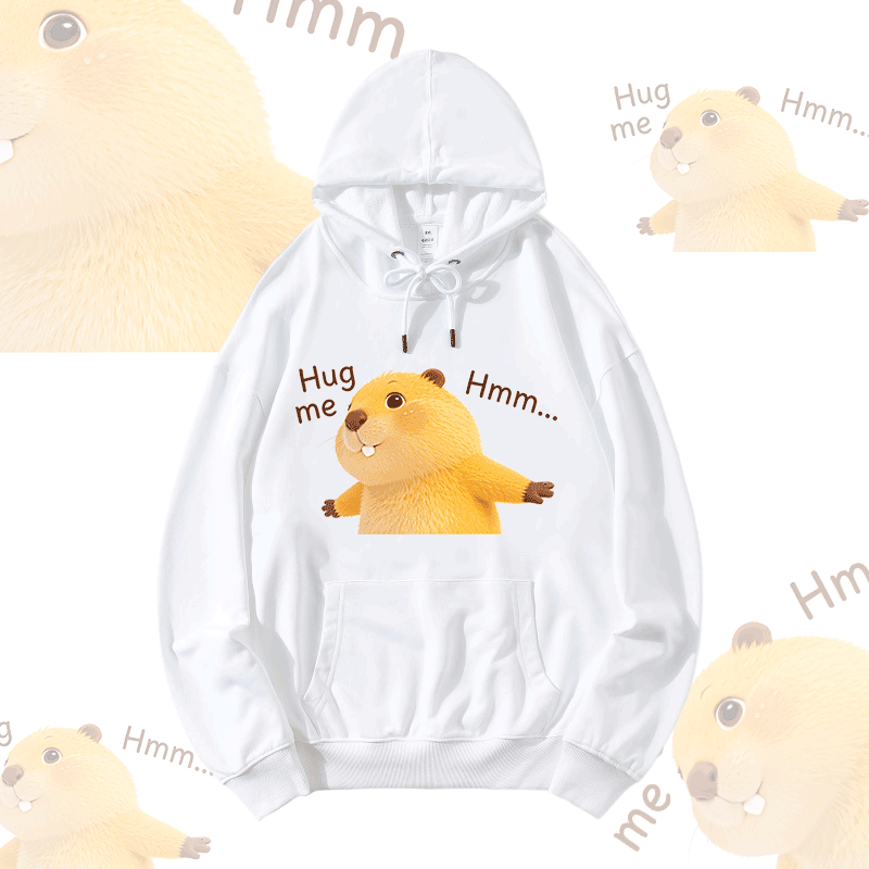 HUG ME カピバラ グラフィックModakawaルーズ コットンブレンド パーカー - White - 5XL - image 1